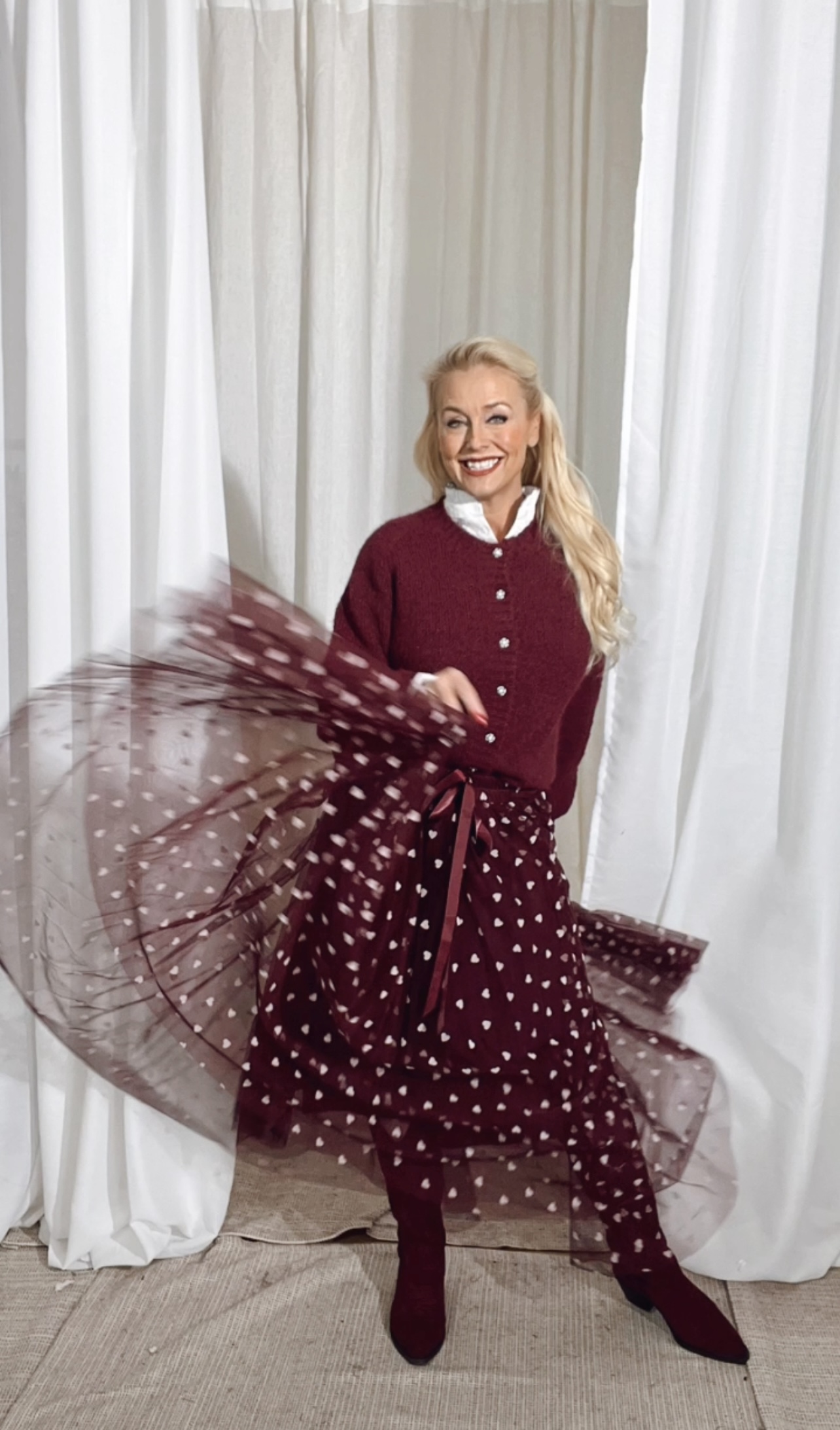 Kjol Tyll Heart allover Brown - Image 2