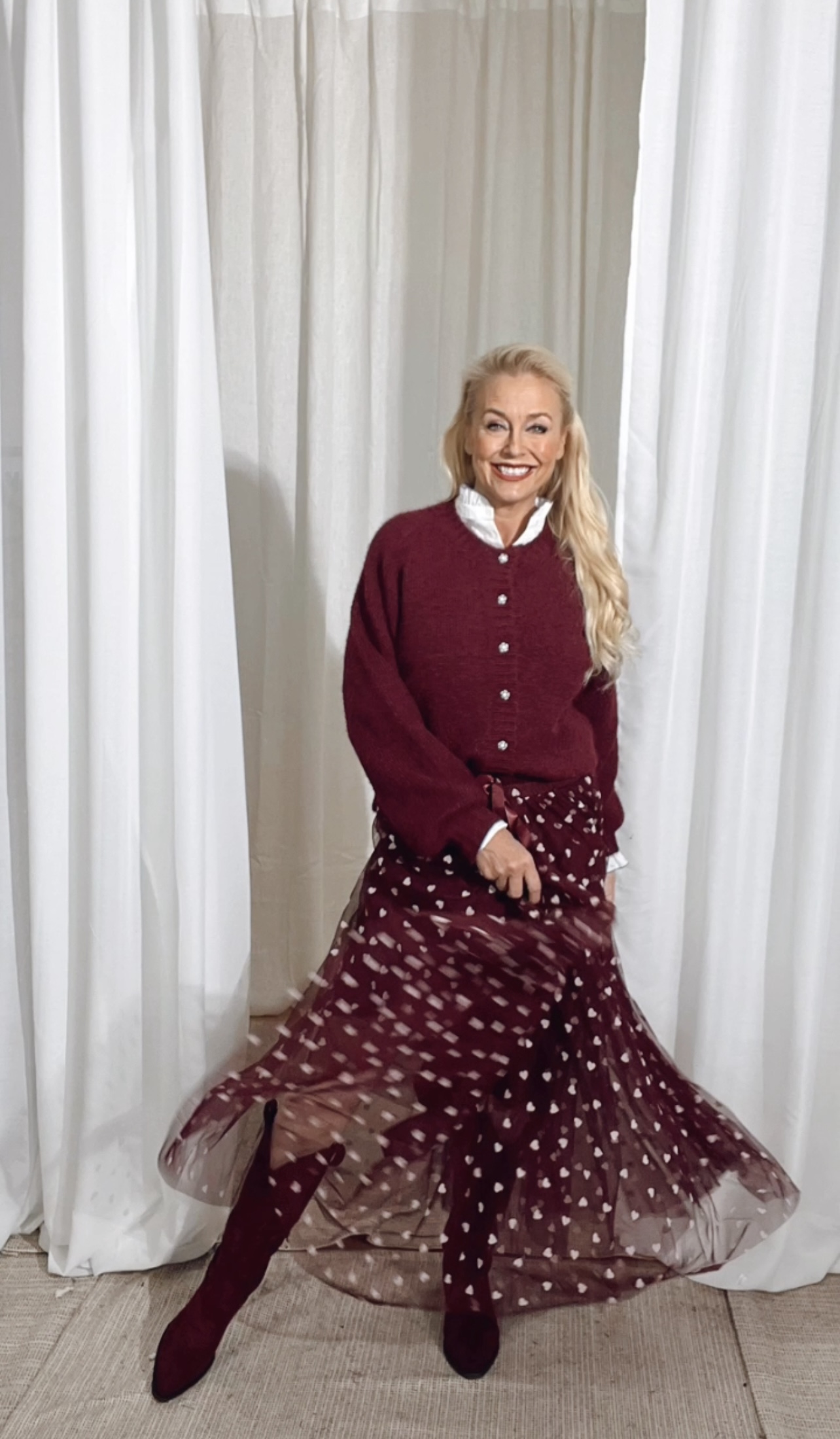 Kjol Tyll Heart allover Brown - Image 3