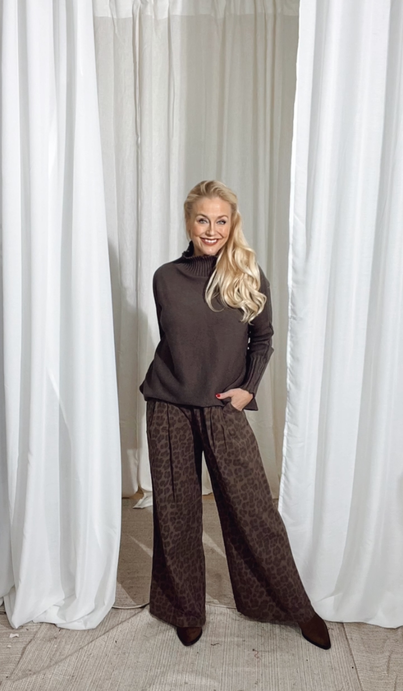 Abbie Wideleg Pant Mocca Leo