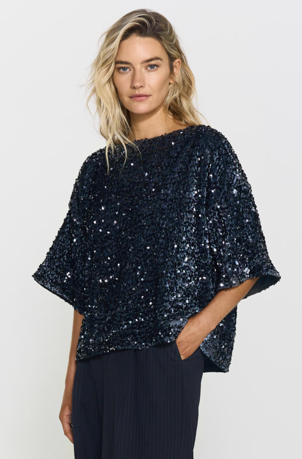 Zoka Sequin Top Blue Blizzard