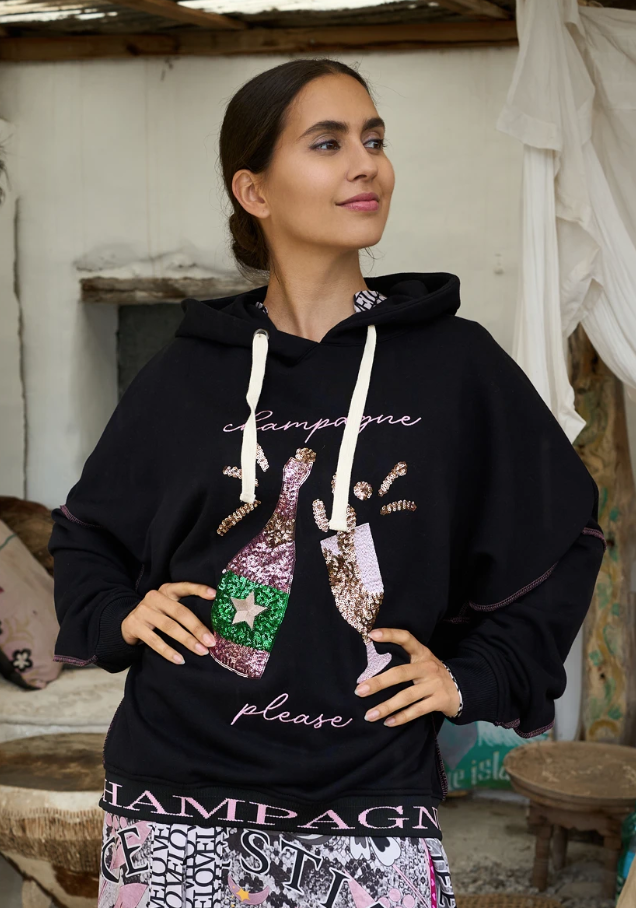 Hoodie Champagne Paillette Black