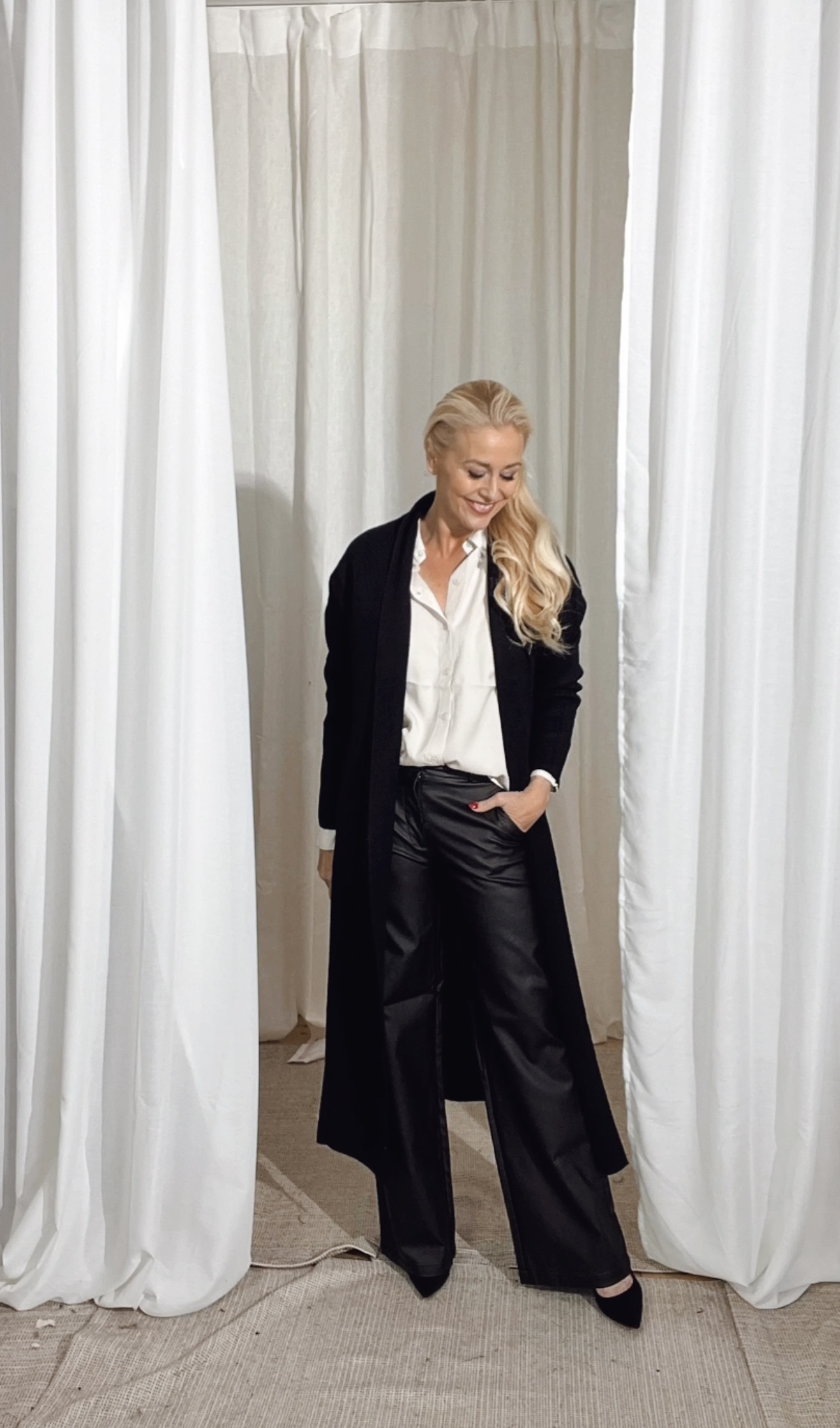 Stickad Lång cardigan Svart