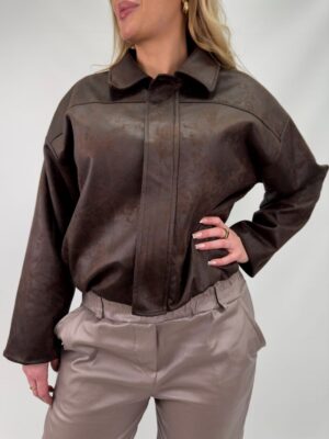 Jacka Malva Läderlook Brun