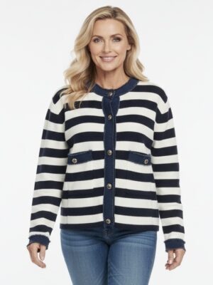 Stickad Cardigan Randig Jeans