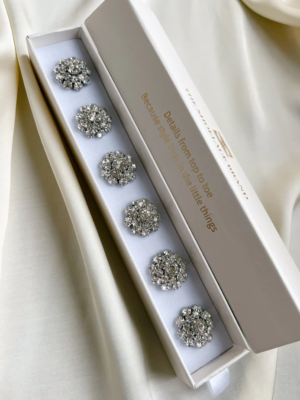 Knappsmycke - Olivia - Crystal Cluster Button Charm Silver - 6 pack