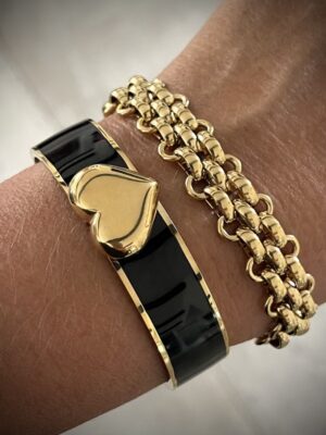 Armband - Heart Enamel Braelet Black/Gold