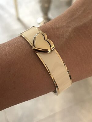 Armband - Heart Enamel Bracelet Ivory/Gold