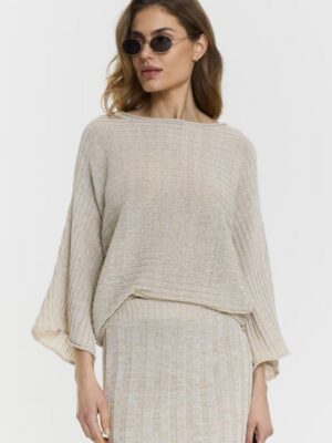 Gaia Linen-Blend Sweater Beige Mélange