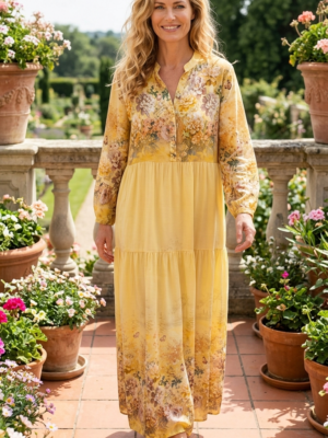 Milano Maxiklänning Flower Gul