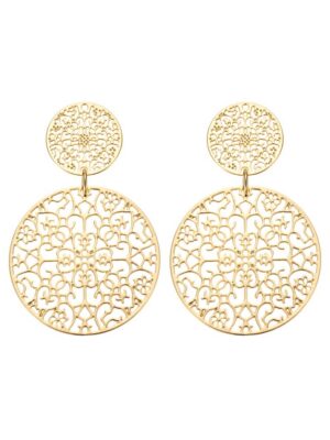 Double spinn earring, gold