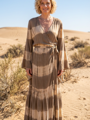Maxi Dress Tie Dye Taupe White