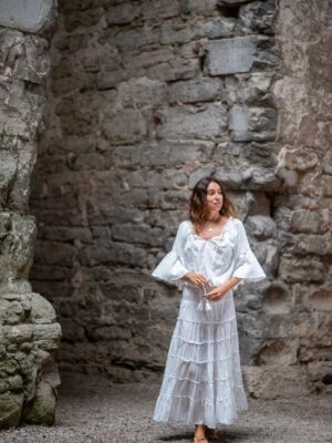 Skirt Aline White Embroidery