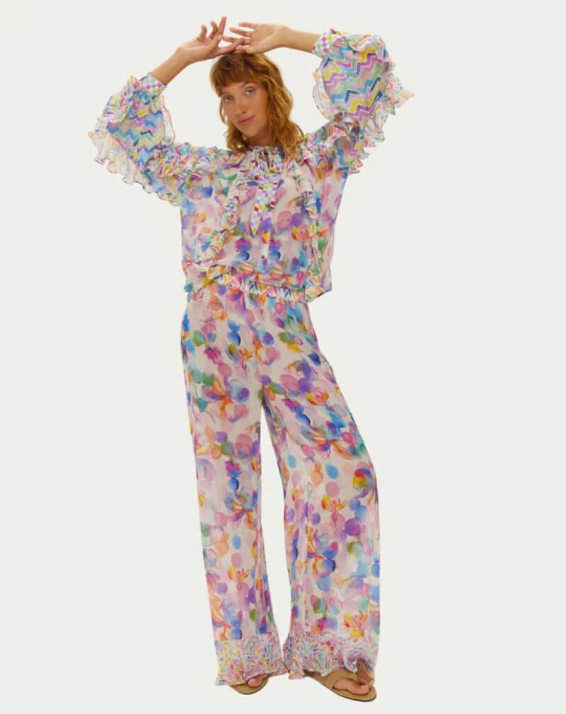 Holly Tie Neck Ruffled Blouse Fairy Dust - Image 3