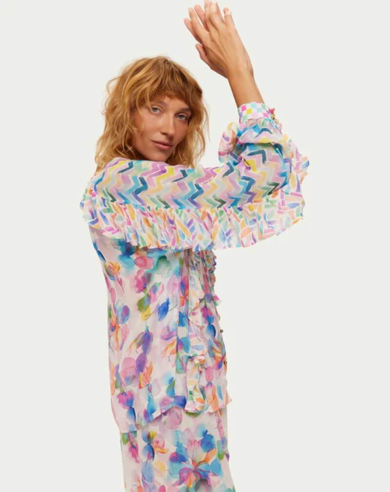 Holly Tie Neck Ruffled Blouse Fairy Dust - Image 4