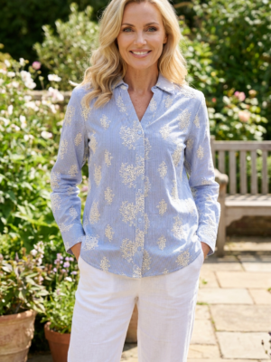 Skjorta Lela White Crambray blue