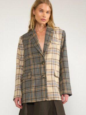 Avey Check Blazer Medium Grey