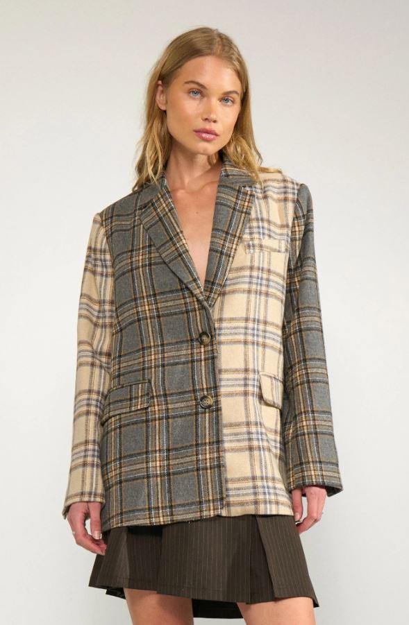 Avey Check Blazer Medium Grey
