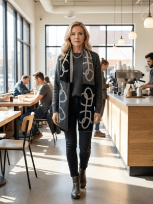 Graphic Scarf Black
