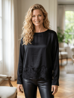 Mila L/S Lace Blouse Black