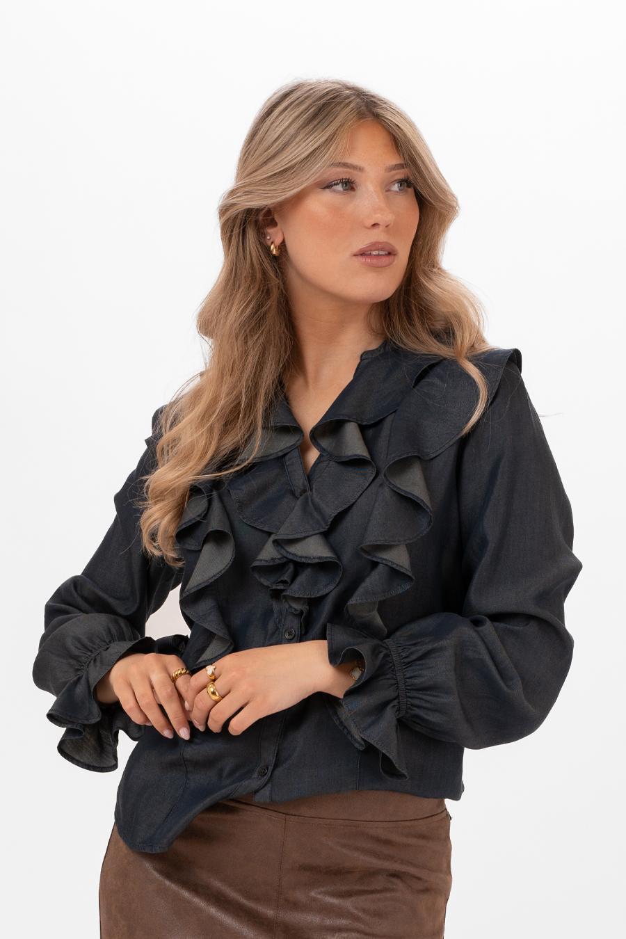 Virginia Blouse Dark Blue Denim - Image 5