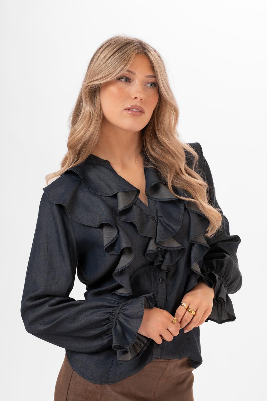 Virginia Blouse Dark Blue Denim - Image 2