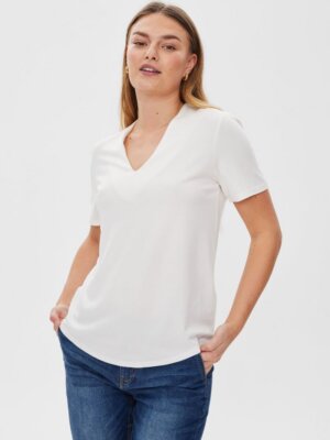 T-shirt V-neck Vit