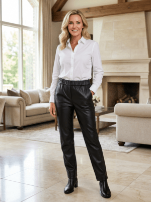 Minnea fake leather pants Svart