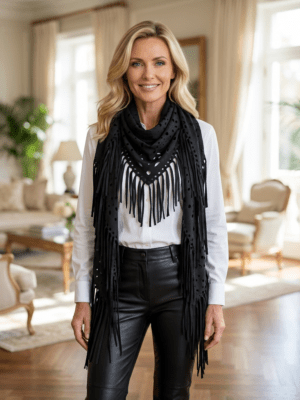 Ellie Fringe Scarf Black