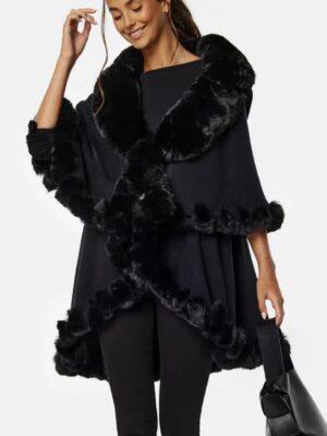 Faux Fur Cape Wednesday Black