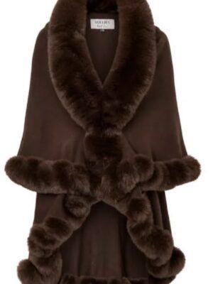 Faux Fur Cape Wednesday Brown